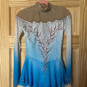 Blue and White Figure skating dress